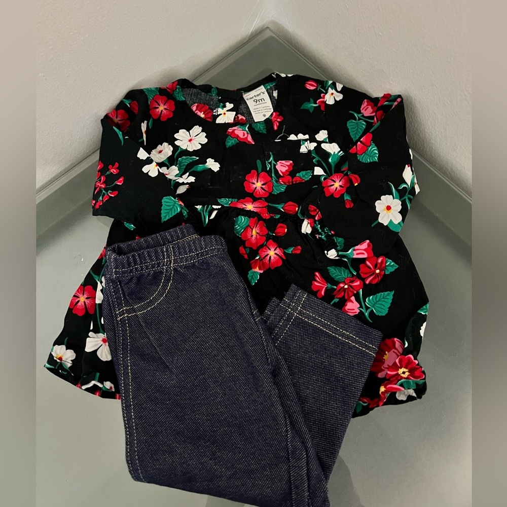 Carter's Black Floral Kids Blouse